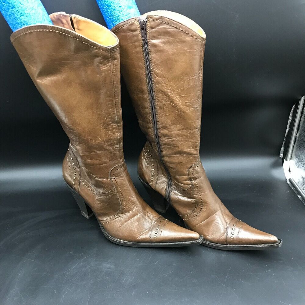 POMPILI ITALY Brown Western Cowboy Style Boots Size 40